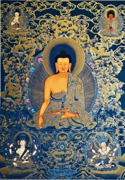 Bouddha Shakyamuni thangka 2 bouddhisme Peinture à l'huile